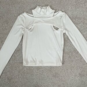 Garage White Long Sleeve Crop Top